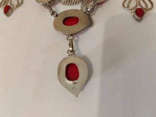 Set Argento con Pietre Rosse