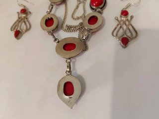 Set Argento con Pietre Rosse