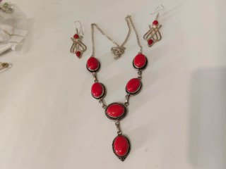 Set Argento con Pietre Rosse