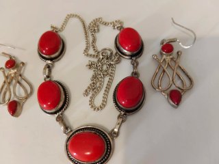 Set Argento con Pietre Rosse