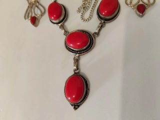 Set Argento con Pietre Rosse