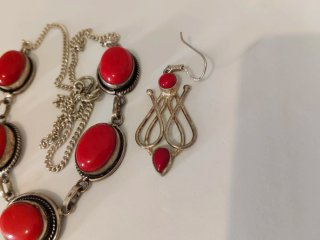 Set Argento con Pietre Rosse