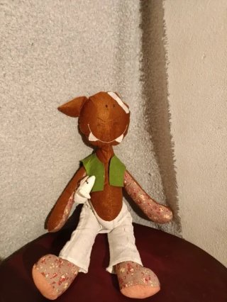 Muñeco artesanal gato y ratón hecho a mano