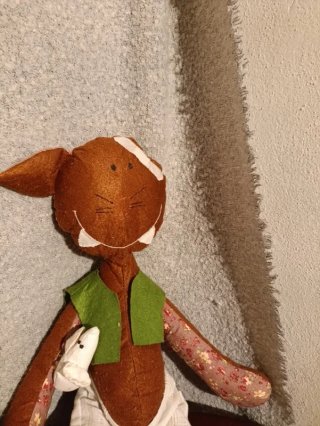 Muñeco artesanal gato y ratón hecho a mano