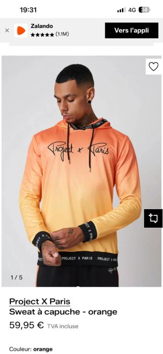 Sudadera Project X Paris Talla S Degradado Naranja