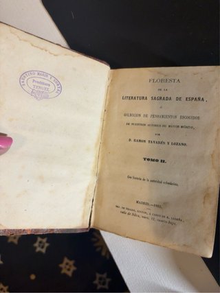 Libro Floresta de la Literatura Sagrada de España.