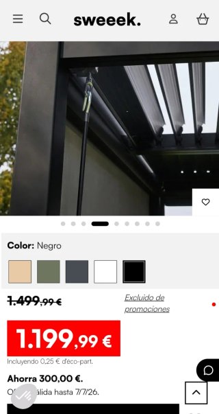 Pérgola Bioclimática Sweeek Palace 3x4