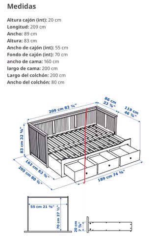 Sofá, cama individual, cama doble y almacenaje.
