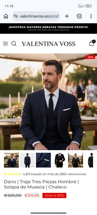 Trajes Valentino Talla XXL Negro y L Azul