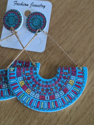 Pendientes colgantes madera étnicos