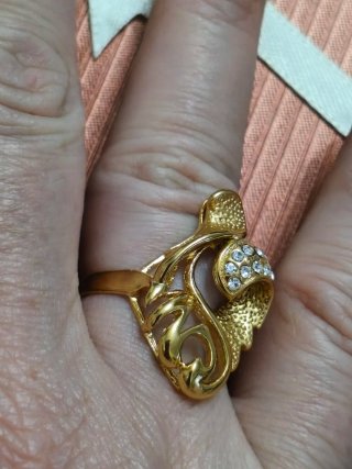 Anillo Vintage Chapado Oro con Circonitas
