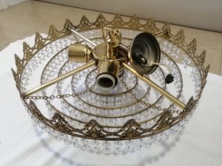 Lámpara Techo Vintage Corona Cristal Metal
