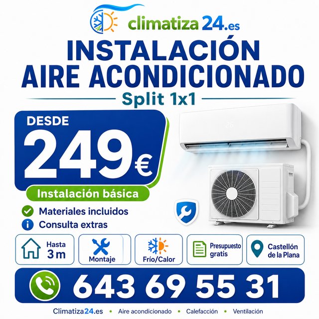 Montaje Aire Acondicionado Split desde 249€