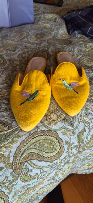 Mocasines Calitas Amarillos con Colibrí