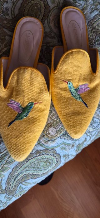 Mocasines Calitas Amarillos con Colibrí
