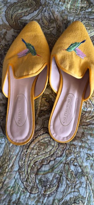 Mocasines Calitas Amarillos con Colibrí