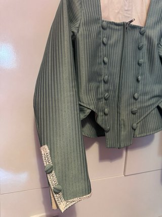 Traje de Fallera Brocado Oro y Turquesa