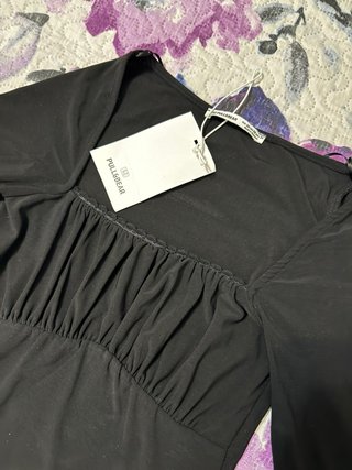 Pull&Bear Top Negro encaje