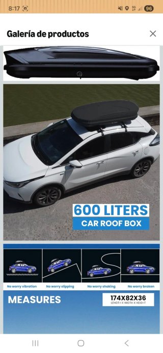 Cofre de techo rigido blanco 600lt