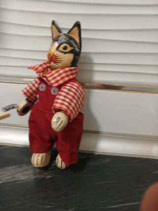 Gato decorativo vintage de madera