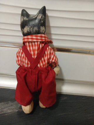 Gato decorativo vintage de madera