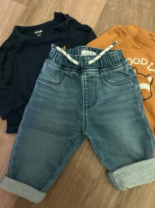 Set jeans +2 maglie a manica lunga neonato