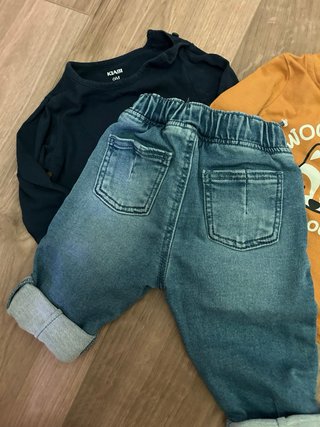 Set jeans +2 maglie a manica lunga neonato