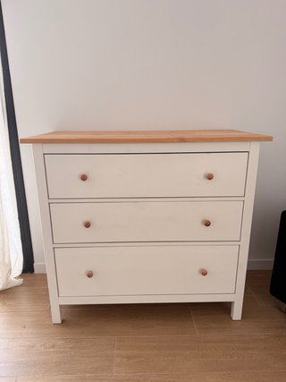 Cómoda Ikea Madera Blanca y Tapa Madera