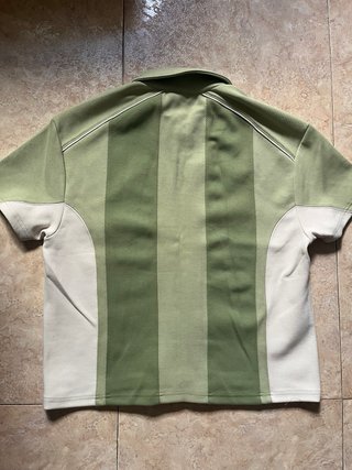 Camiseta Polo Revengex Verde y Beige Rayas