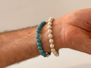 Bracciale perline bianche e argento