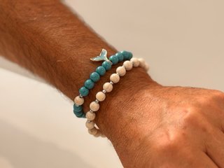Bracciale perline bianche e argento