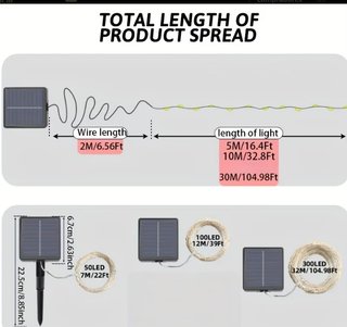 100 Luces LED Cálidas de 12 metros