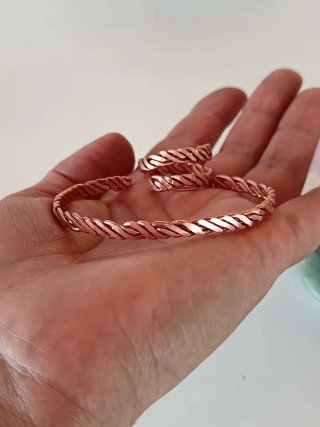 Conjunto Pulsera y Anillo cobre Trenzado