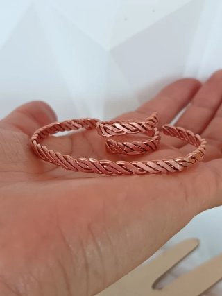 Conjunto Pulsera y Anillo cobre Trenzado