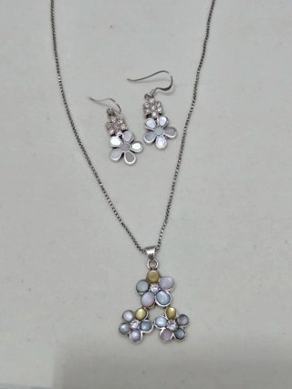 Collar y pendientes plata 925 ley flor
