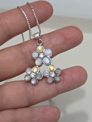 Collar y pendientes plata 925 ley flor
