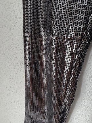 Pantalón Mujer Plateado Lentejuelas. Talla S/M.