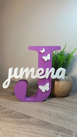 Letras 3D Moradas con Mariposas