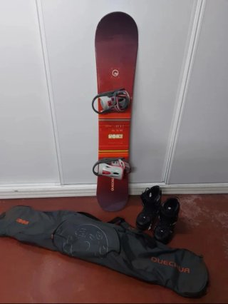 Tabla, botas y funda snowboard