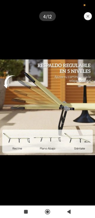 Tumbona plegable beige y negra