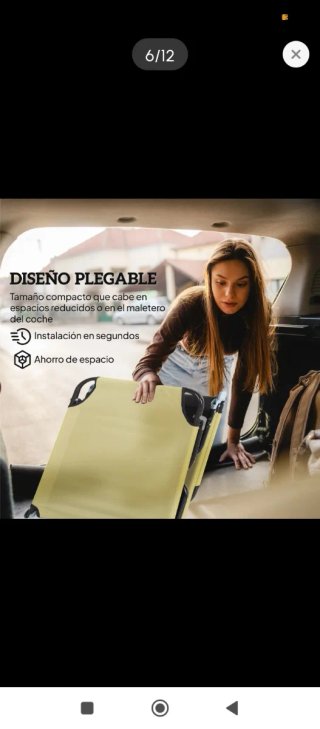 Tumbona plegable beige y negra