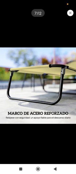Tumbona plegable beige y negra