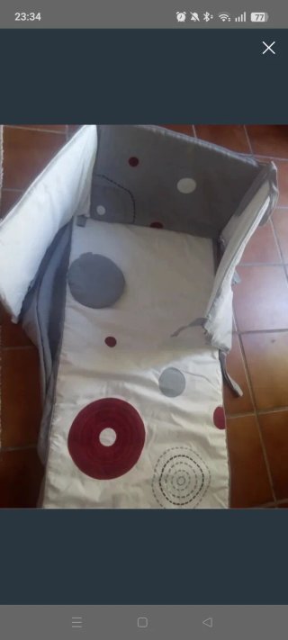 Edredón cuna estampado círculos + chichonera+cojín