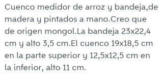 Cuenco medidor de arroz y bandeja.