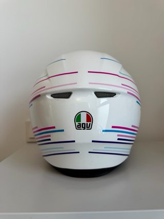 Casco Moto AGV Blanco Rayas Colores