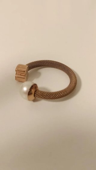 Anillo Tous Oso y Perla Ajustable Oro
