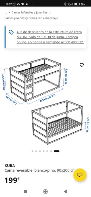Cama alta infantil IKEA