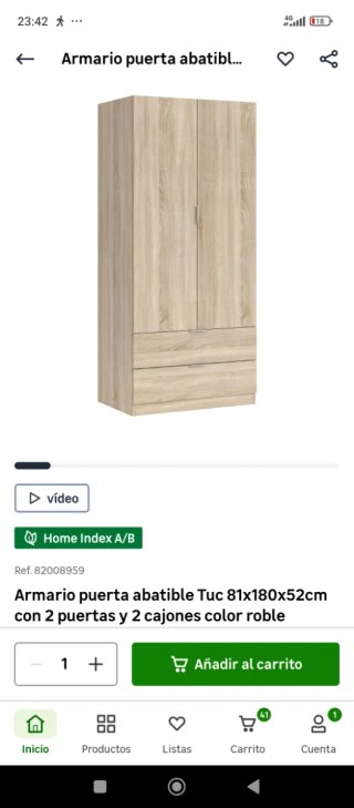 Armario abatible Home Index 2 cajones