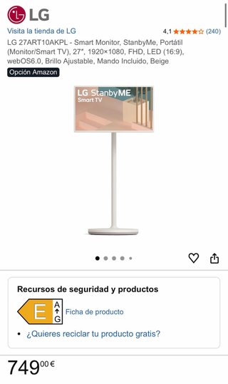 LG StanbyME Smart TV Portátil 27 FHD