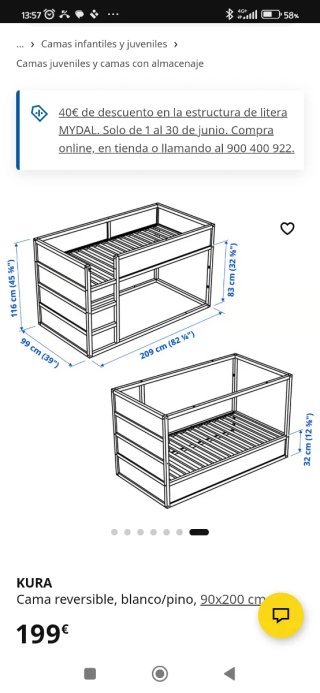 Cama infantil reversible IKEA